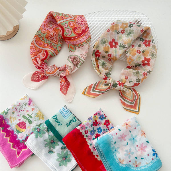 Cotton Linen Square Scarf - Breathable Neck Wrap_CWMS0673: TYPE1 / (OS) 3