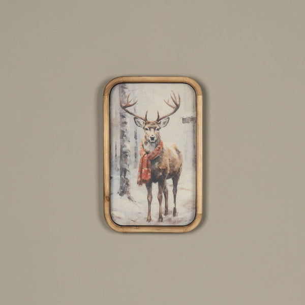 14" BUNDLED UP DEER FRAMED PRINT