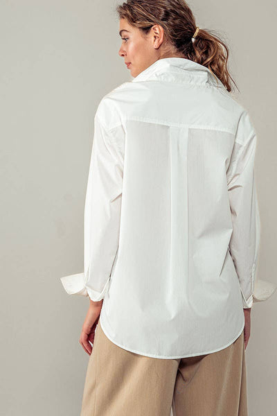 TWILL TAPE BUTTON DOWN OVERSIZED STRIPE SHIRT