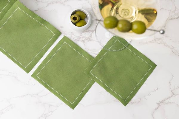 Cotton Cocktail Napkin Roll: Olive (Warm Green)