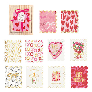 Valentine's Boxed Greeting Cards: Paper / Pine Wood / Pine Box: 6.75" L x 5.5" W x 2" D / Folded Card: 5.5" L x 4.25" W