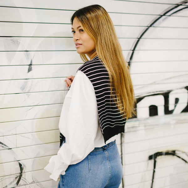 Midnight Stripes Faux Sweater Scarf