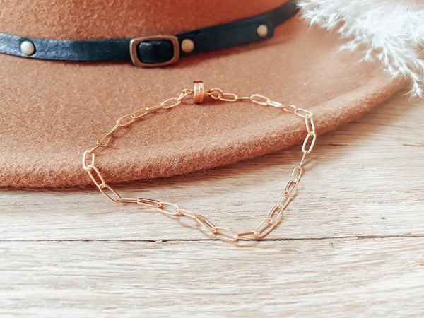 Gold Filled Paperclip Chain Bracelet : 7" Womens Medium