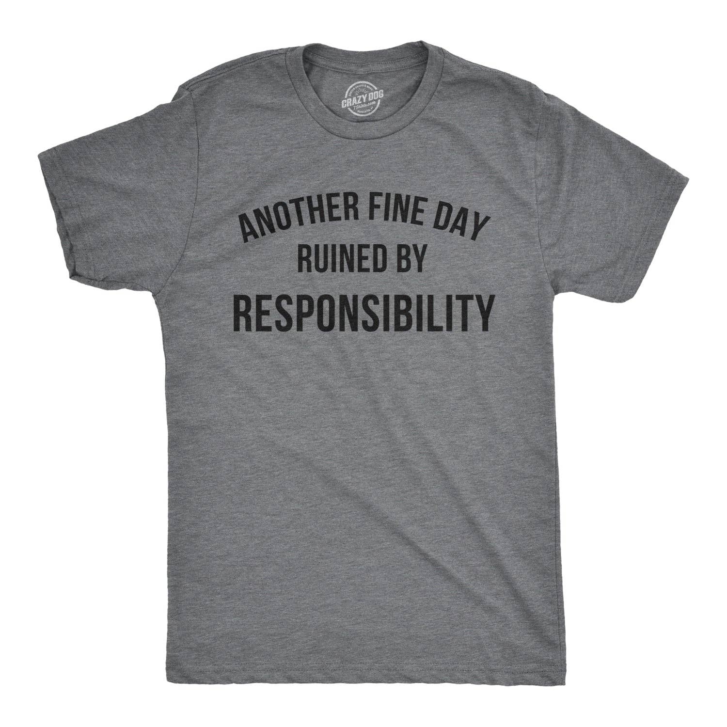 Another Fine Day Ruined By Responsibility Funny Graphic Tee: Dark Heather Grey / Mens / M
