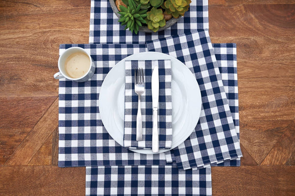 Indigo Blue Gingham Check Napkin