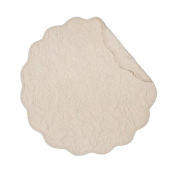Christiana Solid Floral Round Placemat: Breeze Blue