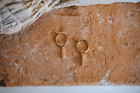 Cosmic Line Short Pendant Hoop Earrings - Stainless Steel