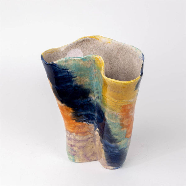 Small Hand-Painted Multicolor Organic Vase