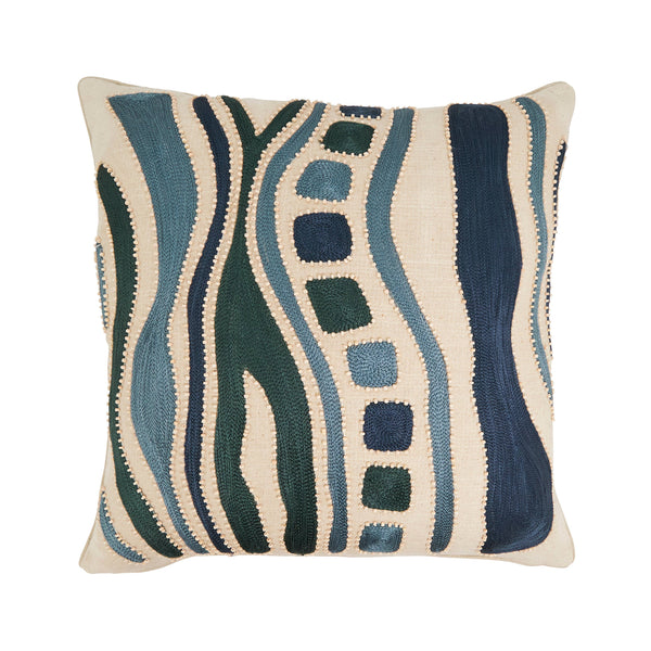Embroidered Pillow: Blue