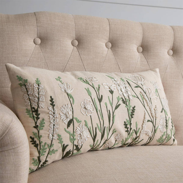 Pillow - Embroidered Wild Flower