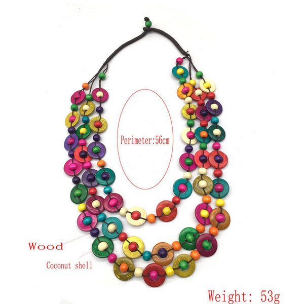 HAND-WOVEN COCONUT SHELL ROUND WOODEN BEAD NECKLACE_CWMM4847: MULTICOLOR / (OS) 1