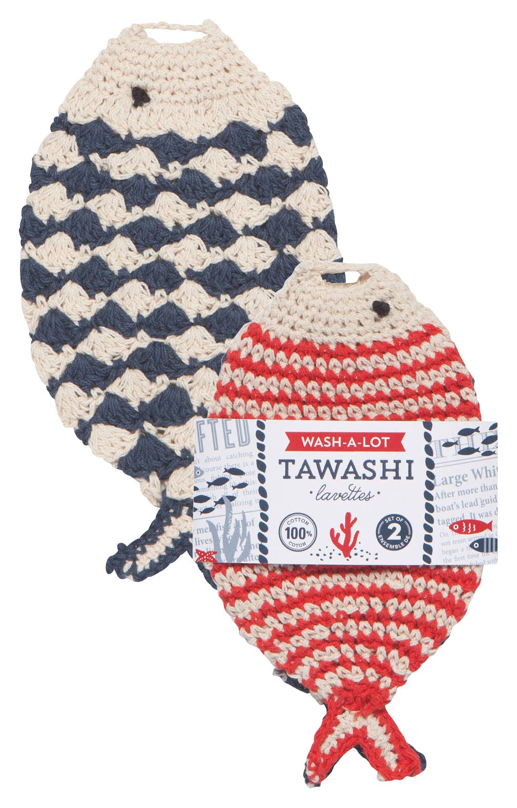 Little Fish Tawashi Crocheted Dishcloths Set of 2