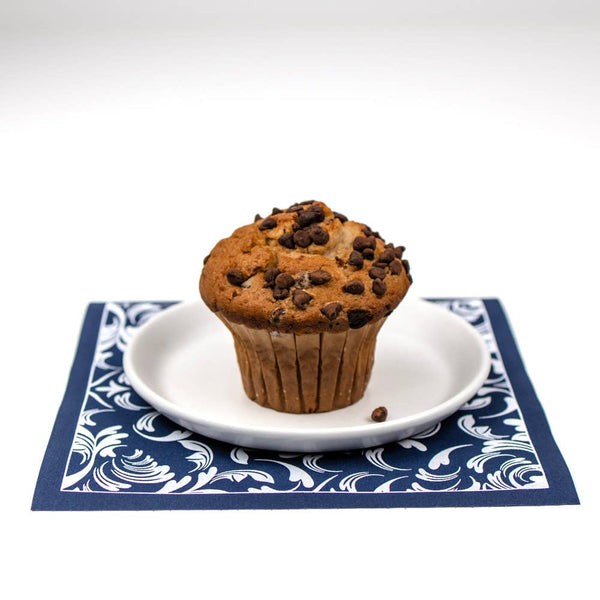 Cotton Party Napkin Roll:(Navy Scroll)