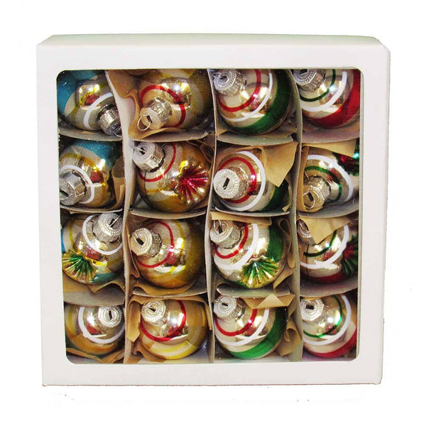 30MM GLASS SOLID+REFLECTOR BALLS 16PC