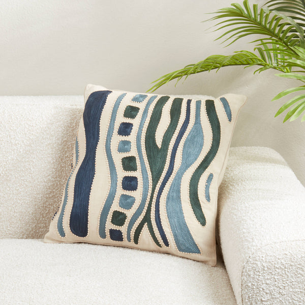 Embroidered Pillow: Blue