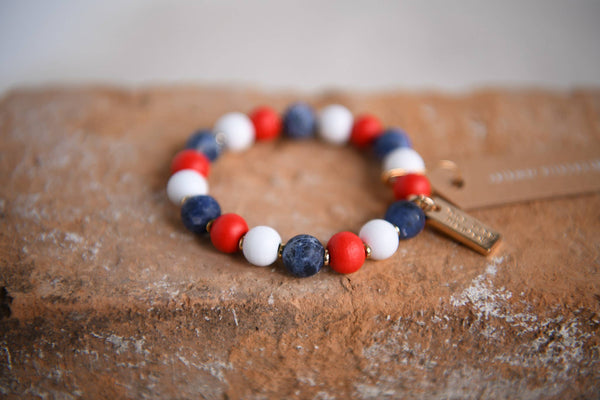 4th of July Seed Bead Triple Wrap Stretch Bracelets: Seed Bead
