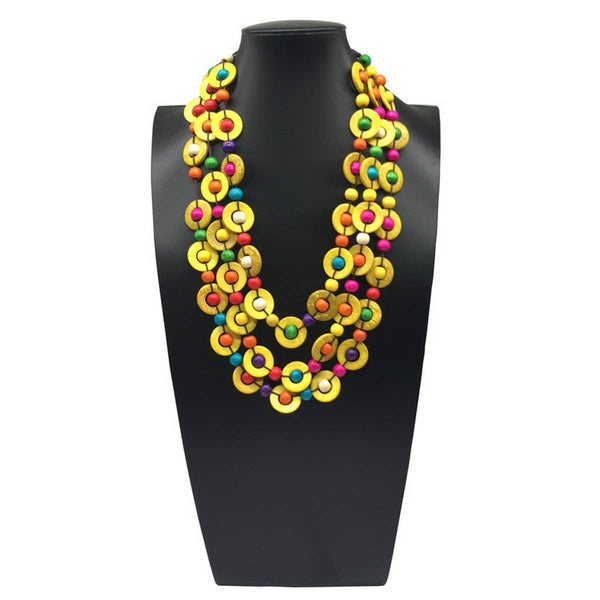 HAND-WOVEN COCONUT SHELL ROUND WOODEN BEAD NECKLACE_CWMM4847: MULTICOLOR / (OS) 1