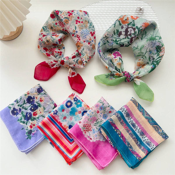 Cotton Linen Square Scarf - Breathable Neck Wrap_CWMS0673: TYPE1 / (OS) 3