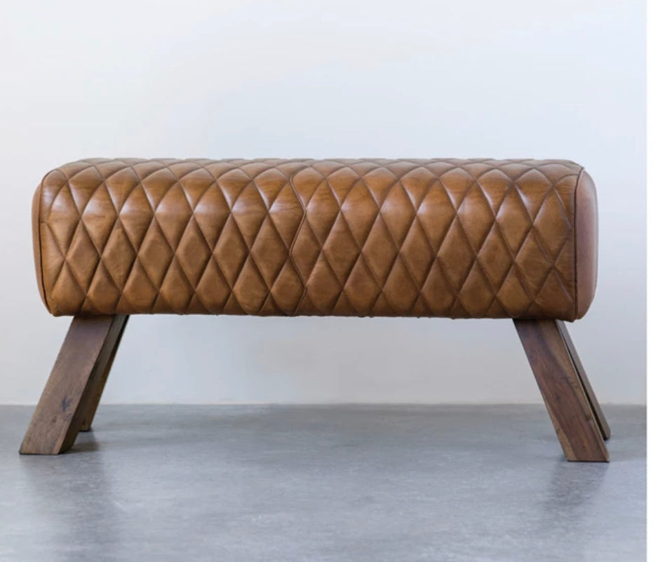 STITCHED LEATHER BENCH