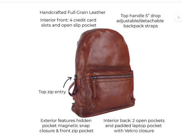 Baxter Olive Leather  Backpack