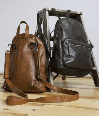 Baxter Olive Leather  Backpack