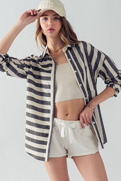 Stripped Button Down Top