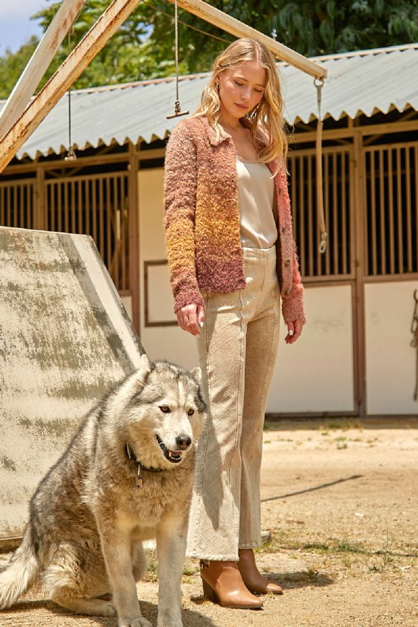 *FUZZY COLLARED CARDI