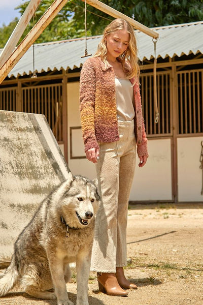 *FUZZY COLLARED CARDI