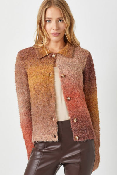 *FUZZY COLLARED CARDI