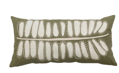 Leaf Embroidered Pillow