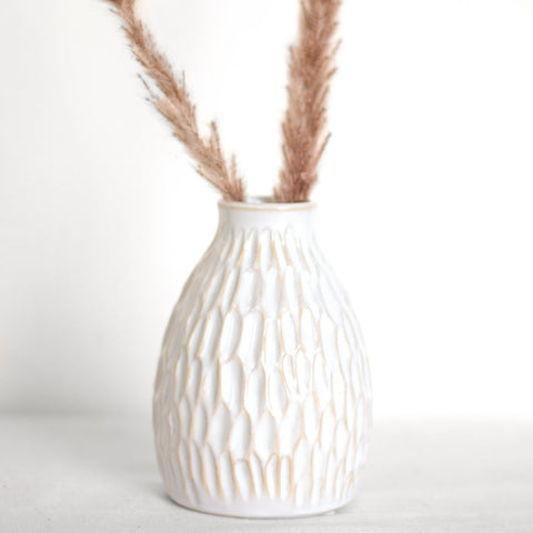 White Carved Vase