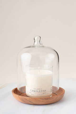 Glass Cloche and Wood Base