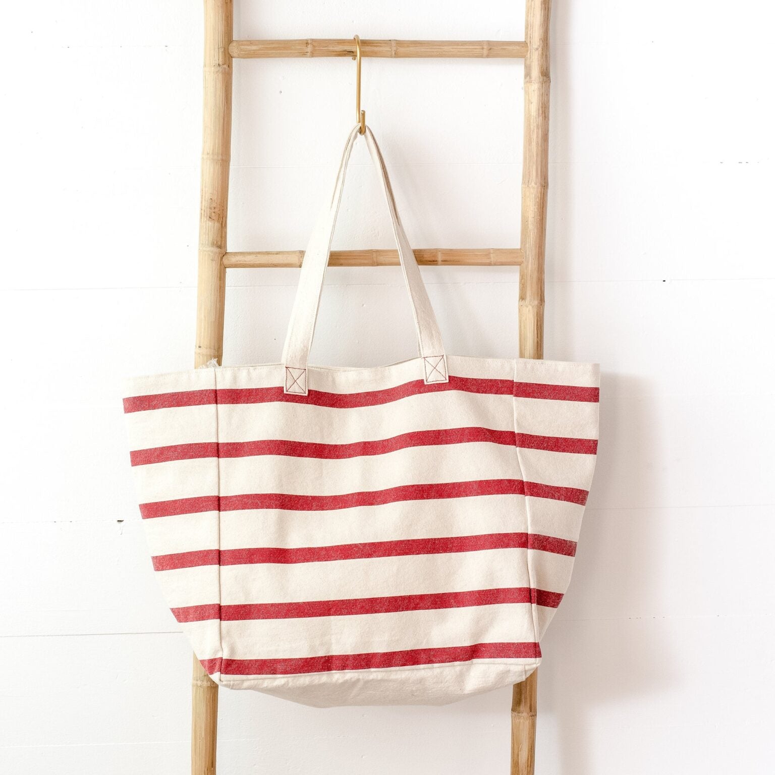 Red Stripped Beach Bag
