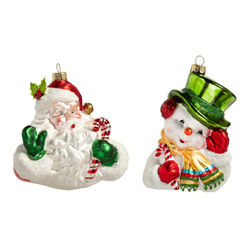 *Retro Santa & Snowman Ornament