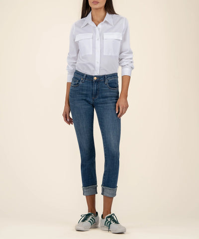 Amy Cropped Straight leg Roll up Jean