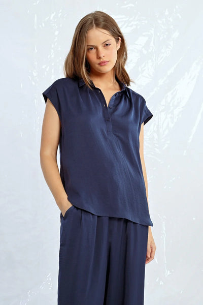 Navy Woven Top