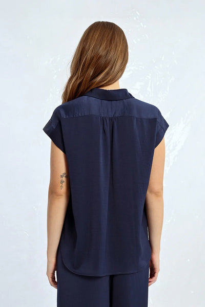 Navy Woven Top