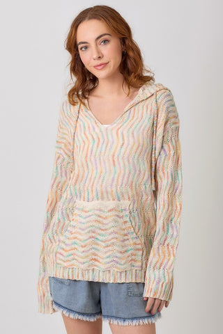 Multi Chevron Hoodie Sweater