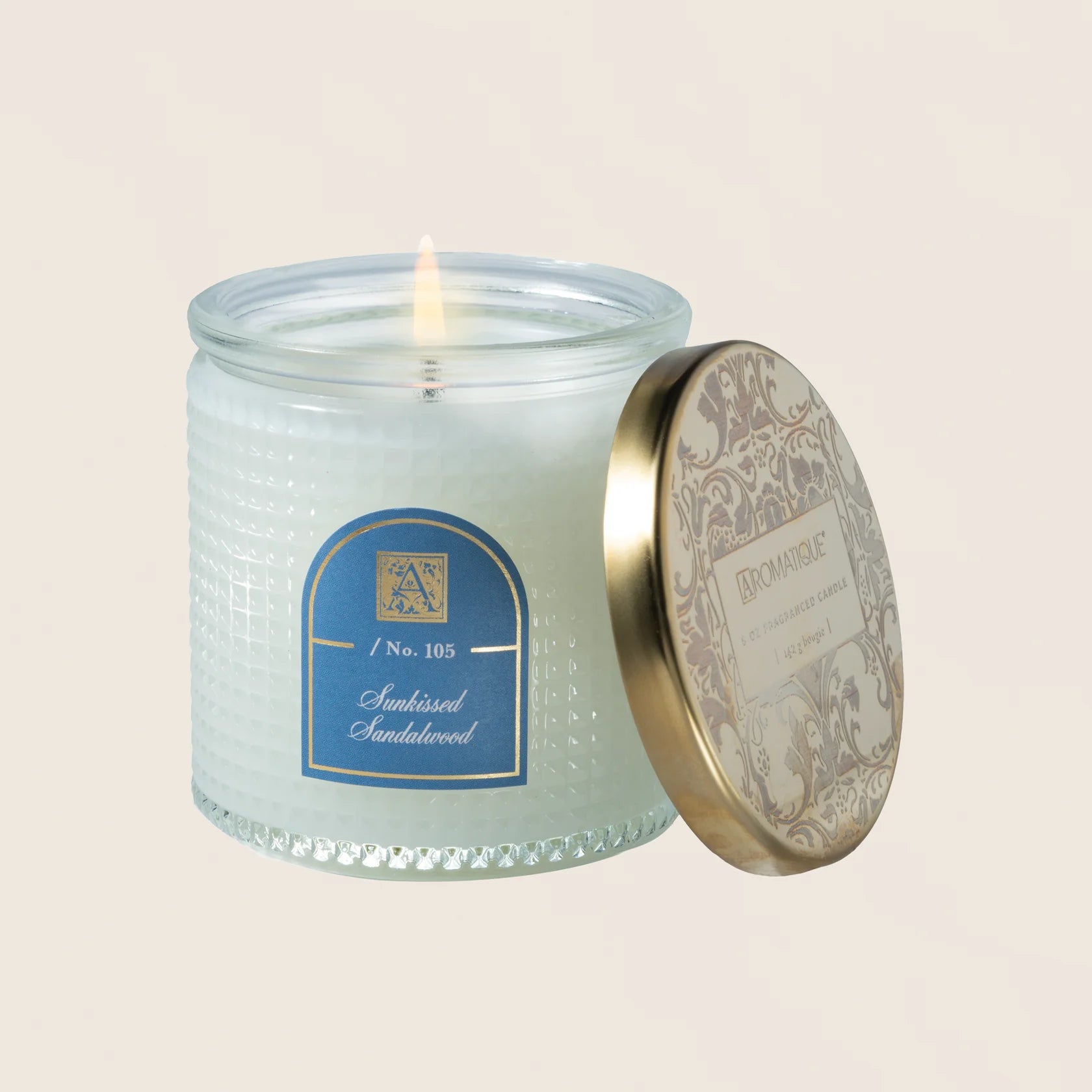 Sunkissed Sandalwood - Textured Glass Candle Candle