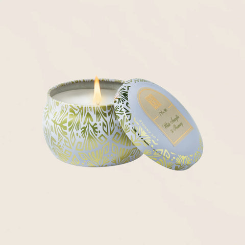 White Amaryllis & Rosemary - Printed Travel Tin Candle