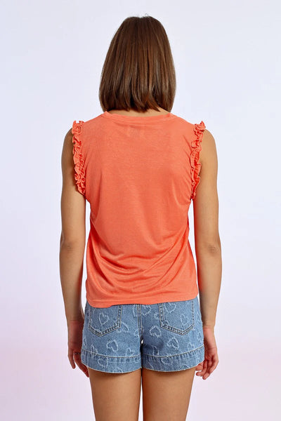 Ruffled Sleevless T Shirt