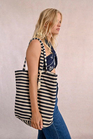 Stripped Braided Tote