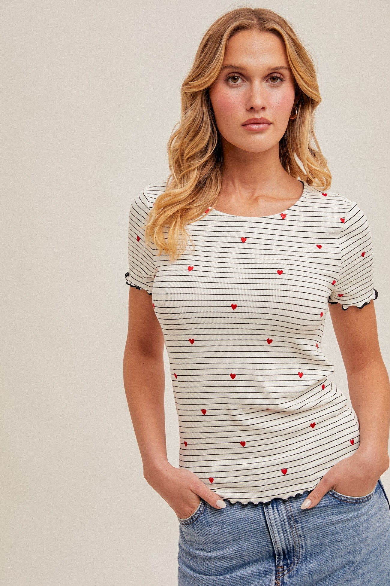 Heart Embroidered Top