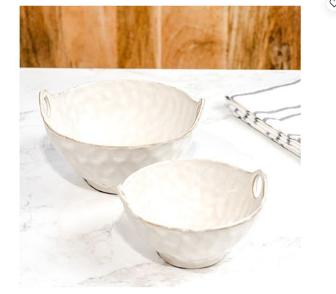 WHT CERAMIC HANDLE BOWLS 2 sizes