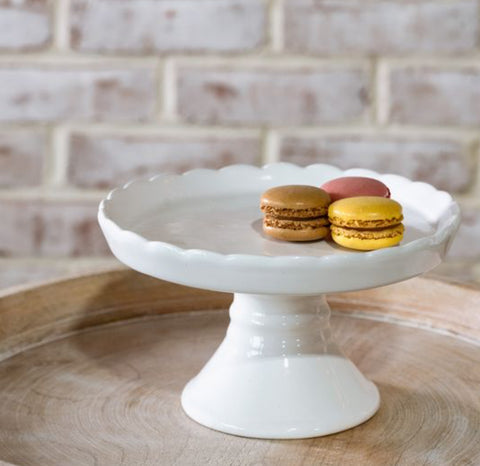 Large WHITE SCALLOPPED PEDESTAL
