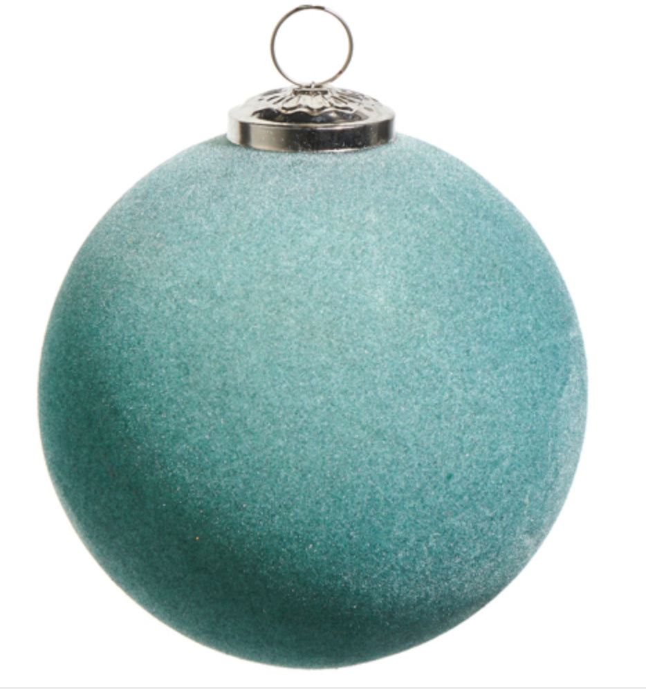 5” Teal Flocked Ornament