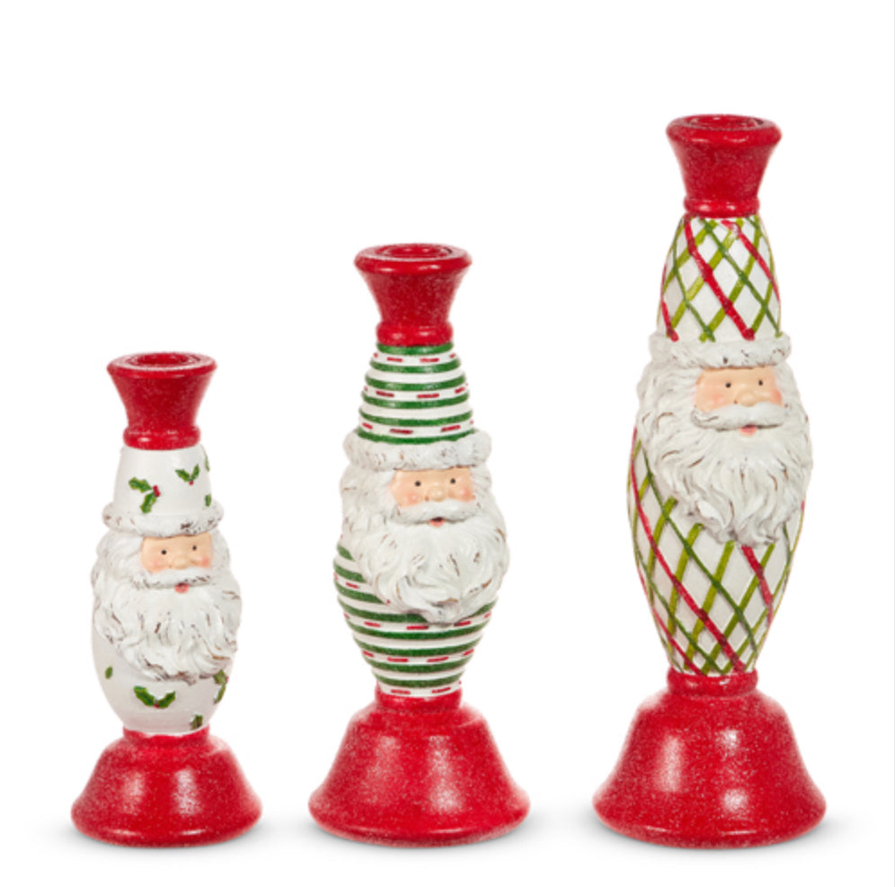 Patterned Santa Candlesticks