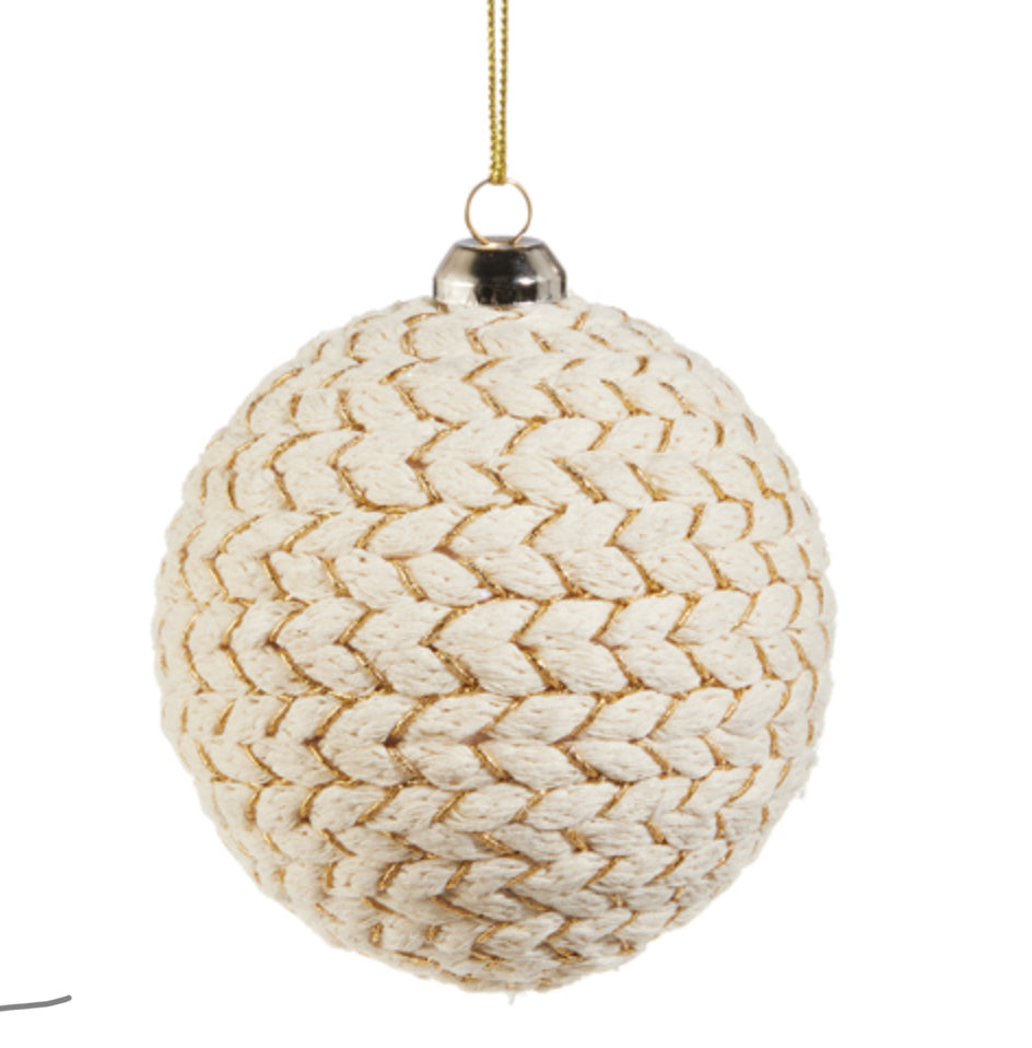 Cream and Gold Rope Ornament