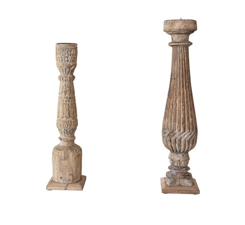 Found Wood Candlesticks