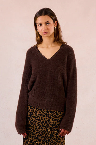 Chocolate Vneck Sweater